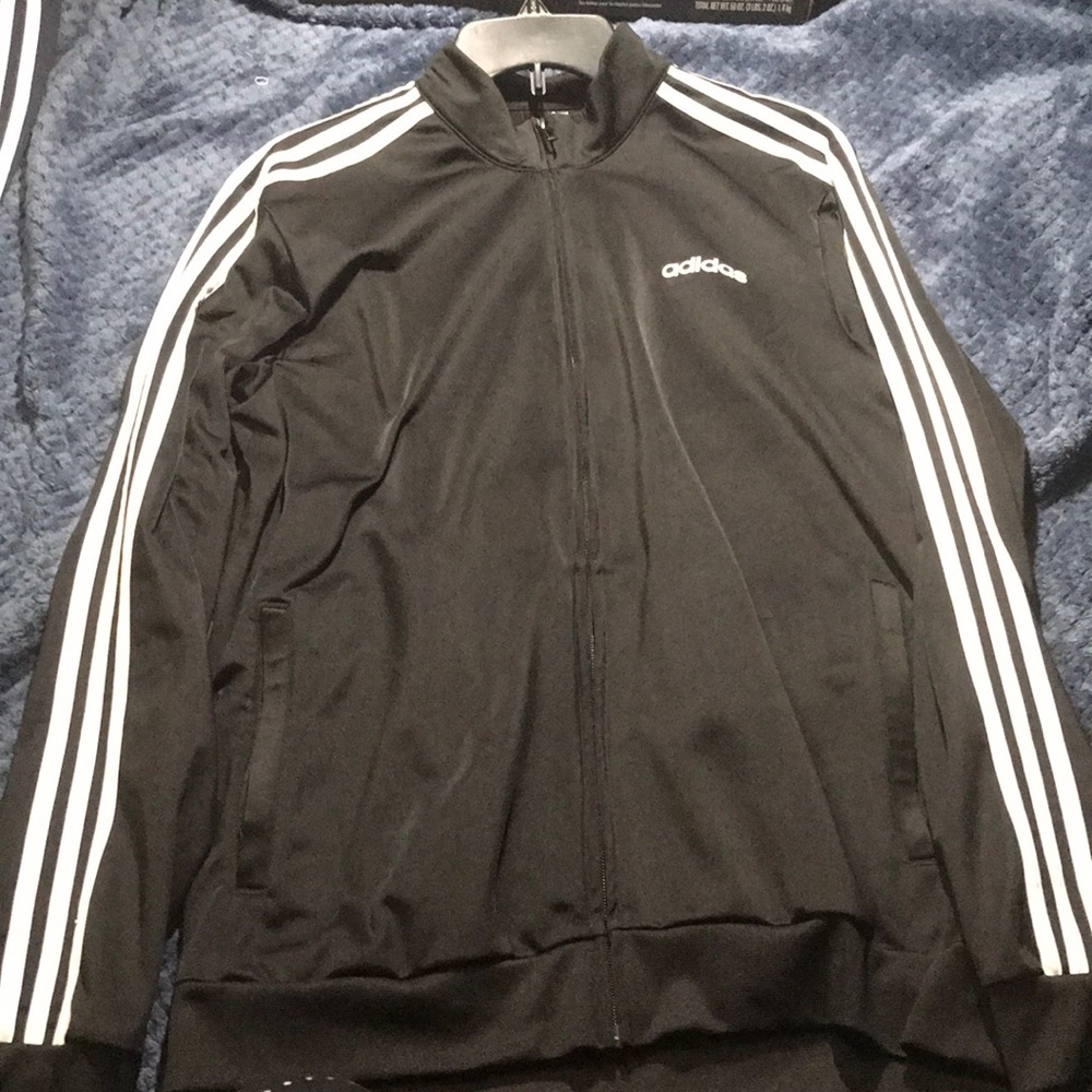 men’s adidas 3-stripe track jacket black size lg